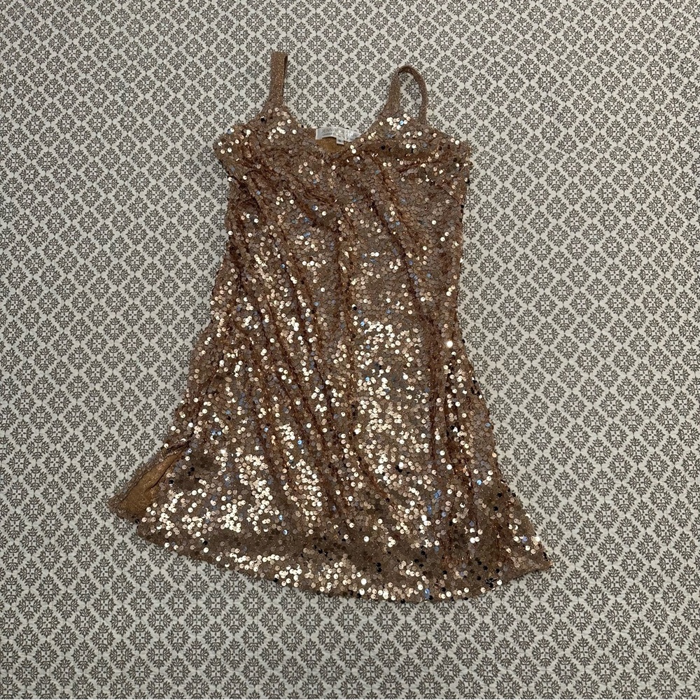 Jennafer Grace Rose Gold Sequin Slip Dress (S)